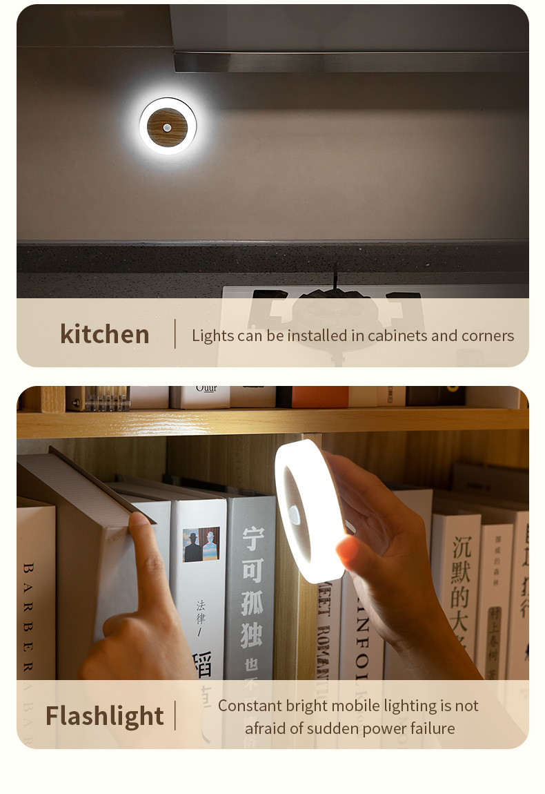 Bedside Motion Sensor LED Light 4100K Usb Charged Night Light