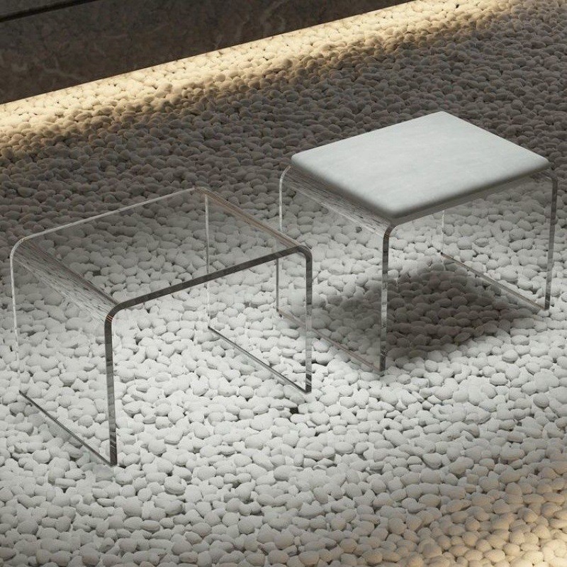 Minimalist Acrylic Transparent Stool for Home Bathroom Living Room and Makeup Use