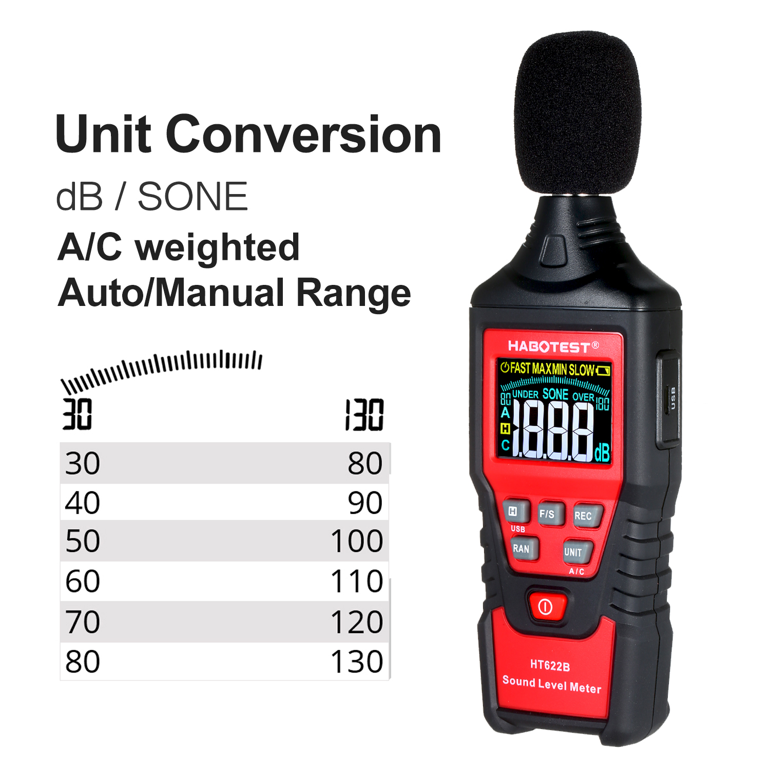 100dB Digital Decibel Meter , 110dB Digital Noise Meter