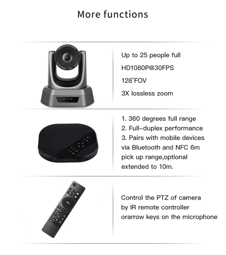 3X Zoom Full HD 1080P Video Conference Camera Kits All in One Video Conference Solution