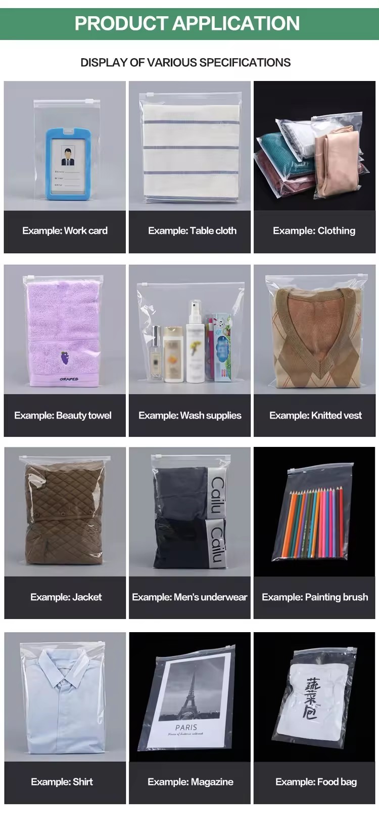 Gravure Printing Dust Resistant Clear Plastic Storage Bags With Zipper