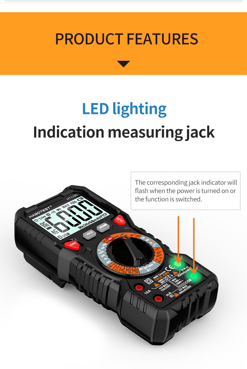 1000V 10A 6000 Counts Handheld Digital Multimeter