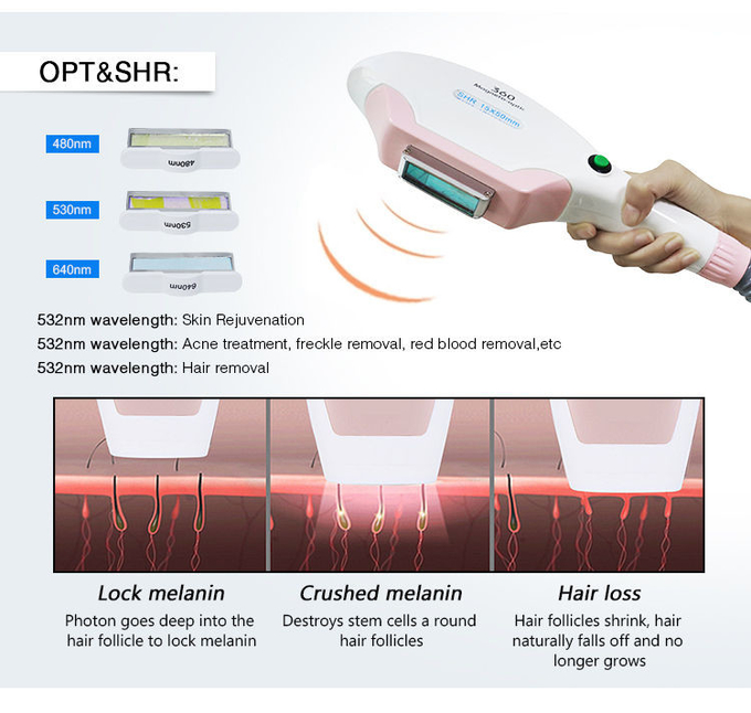 640nm 530nm 480nm IPL Laser Hair Removal Machine SHR OPT Elight Machine
