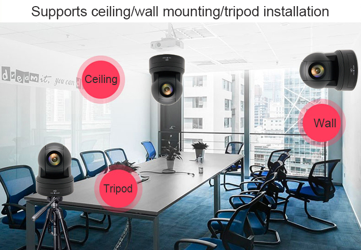 12x Zoom Optional Radio & TV Broadcasting Equipment PTZ video conference Camera