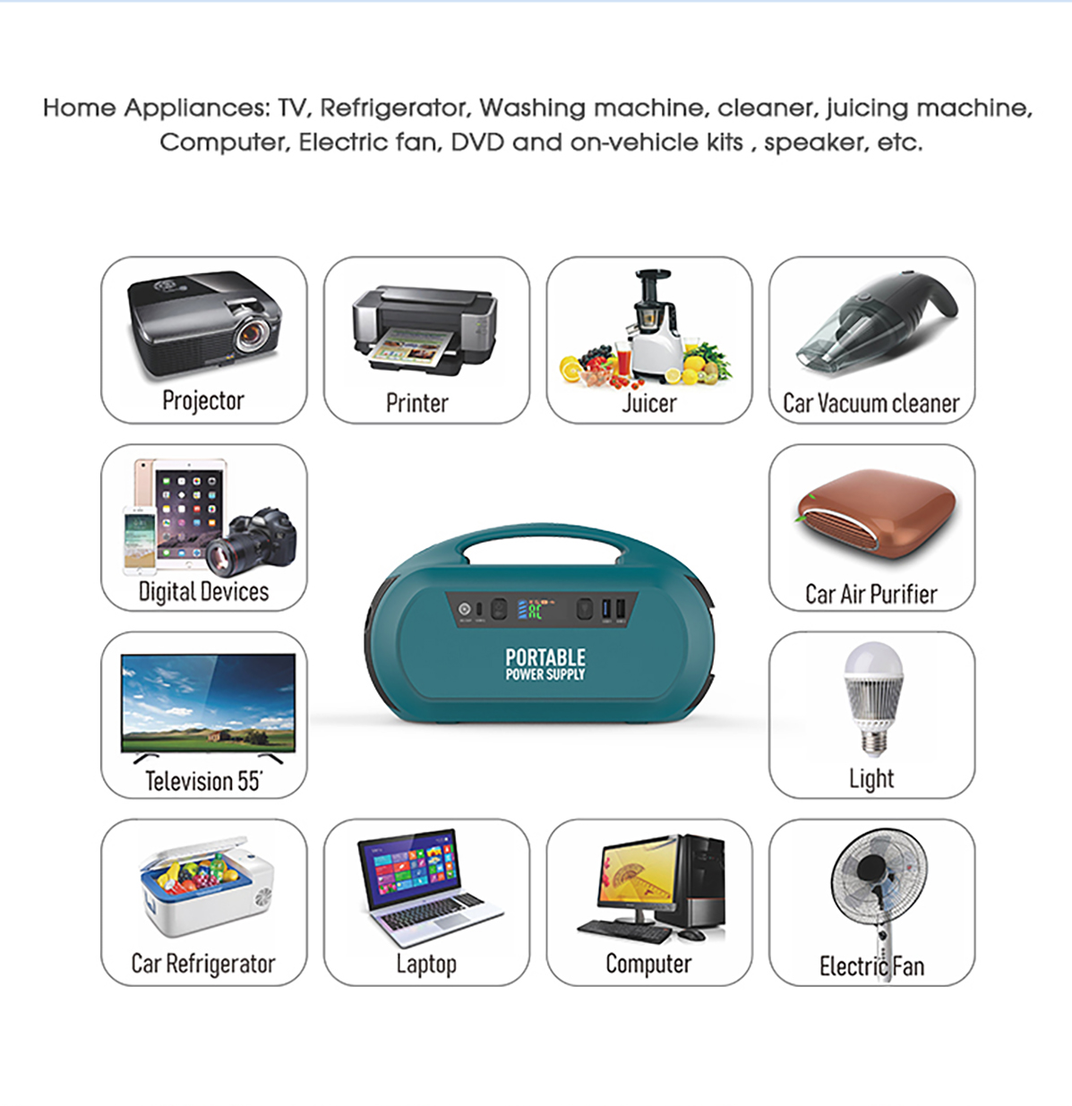 Emergency 222wh Portable Power Station 110V / 220V Outdoor Backup Battery