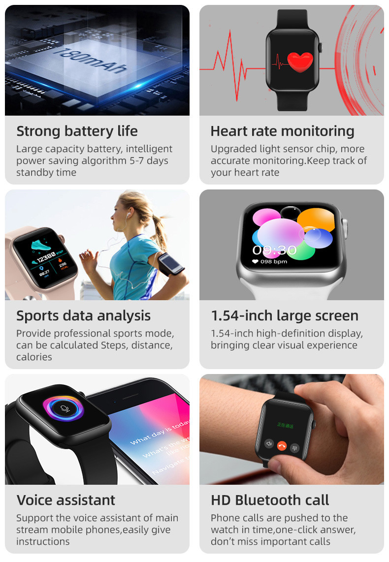 170mAh IPS 320x240 Full Touch Smartwatch IWO 10 T500 Plus BT3.0