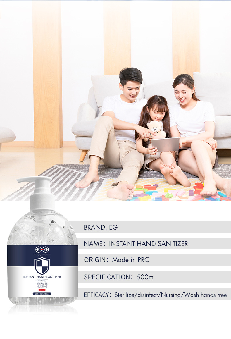 Portable Mini Silver Ion Hand Sanitizer Disposable Waterless Antibacterial Gel 500ml