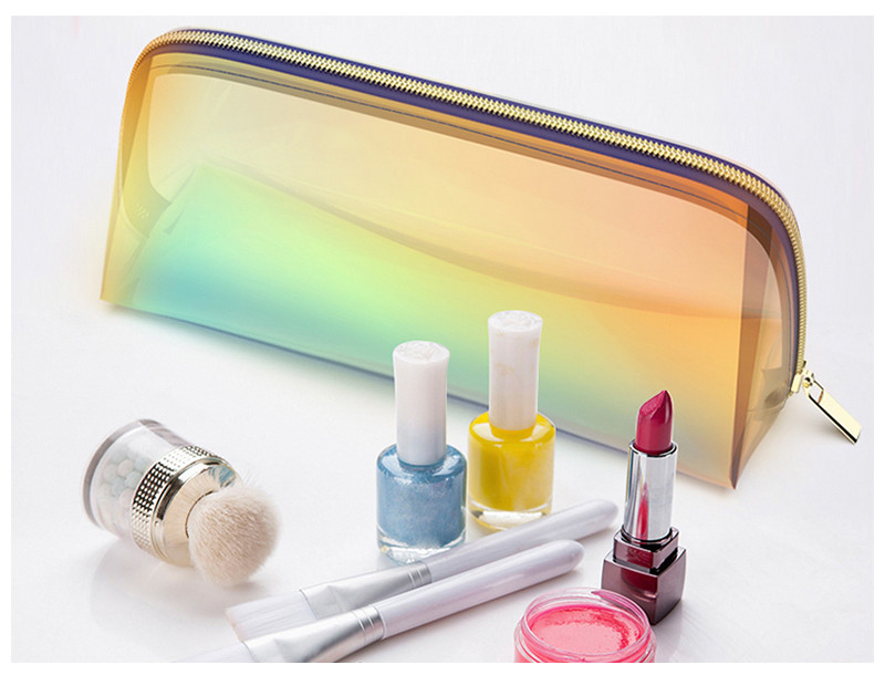 L25*D8.5*H13 Cm yellow PVC Laser Zipper Cosmetic Bag