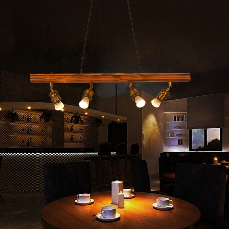 Retro loft industrial bar chandelier restaurant hot pot coffee shop wooden chandelier(WH-VP-235)