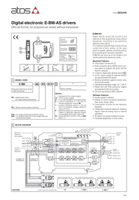 ATOS E-BM-AS Digital Drivers For Revolutionize Proportional Valves Control