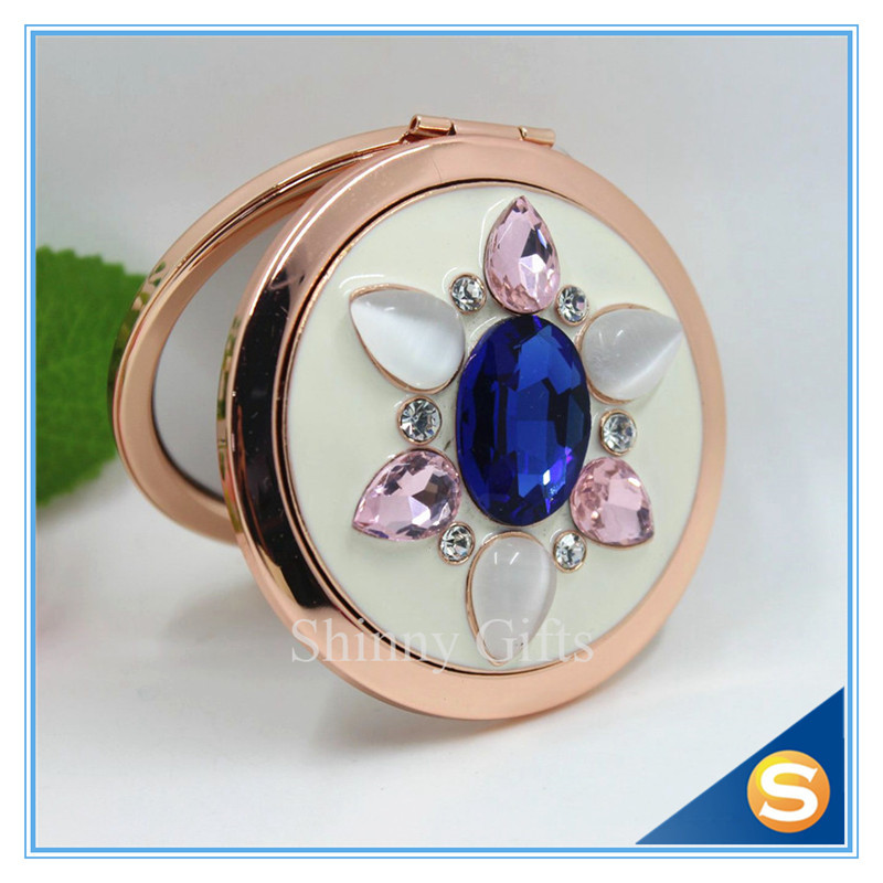 Shinny Gifts Whole Sale Rhinestone Round Shape Metal Cosmetic Mirror