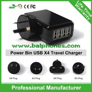 Buy cheap UK,EU,US,AU Plug 4 port mobile phone charger 4 Port USB Travel charger product
