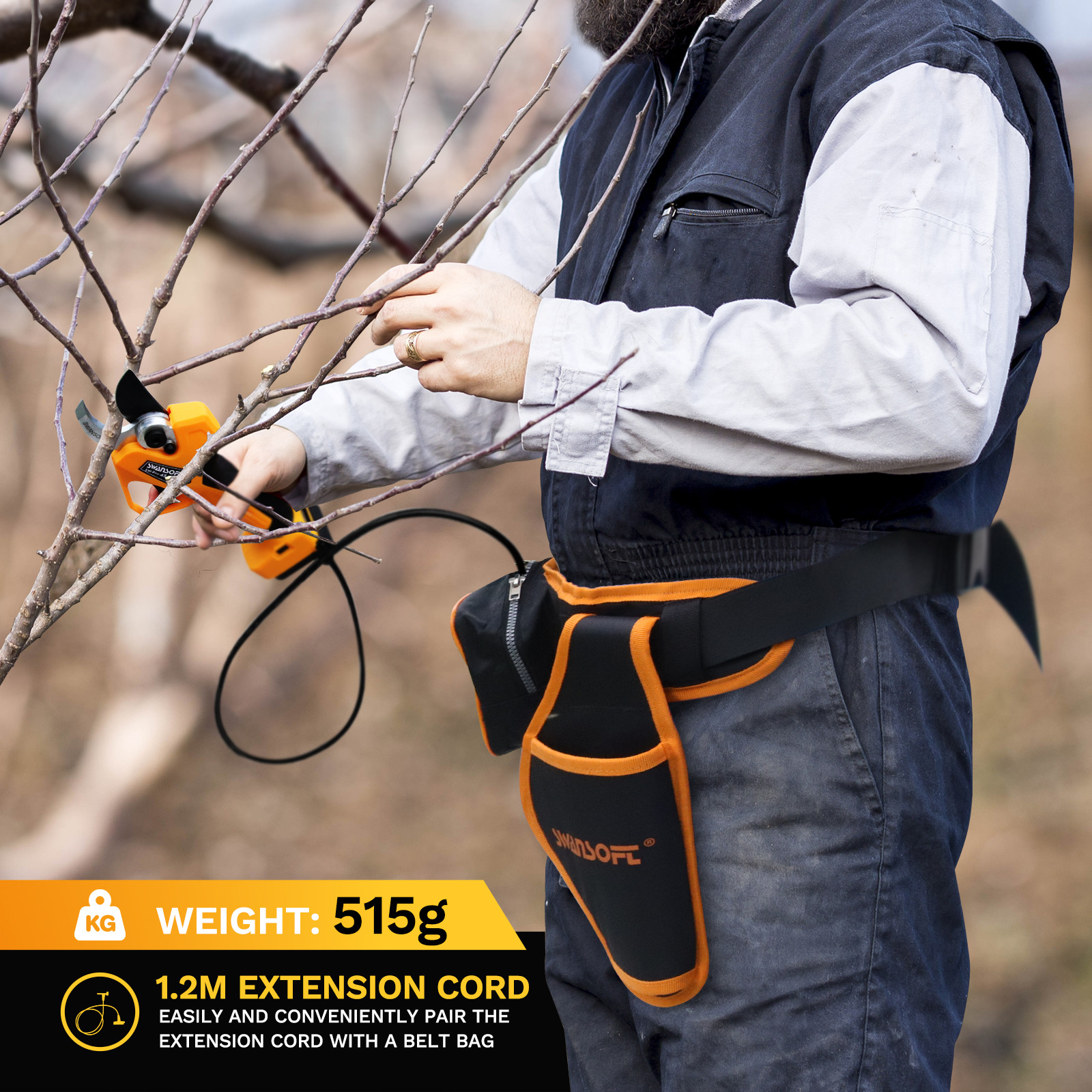 Swansoft Pru45 Cordless Electric Pruner with Progressive Cut and 45mm Cutting Diameter - Perfect for Precision Pruning