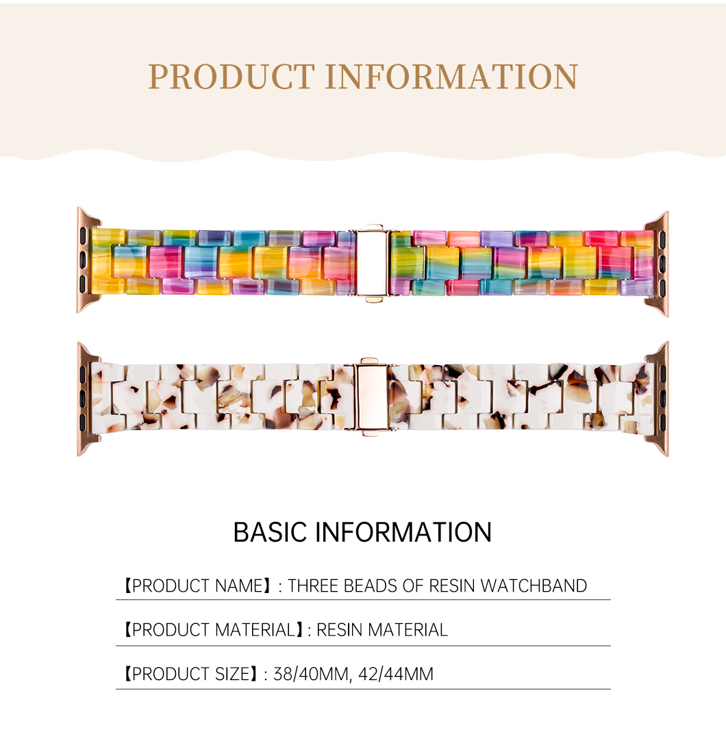 Easy Release Dazzle Color Resin Watch Strap 38mm 42mm