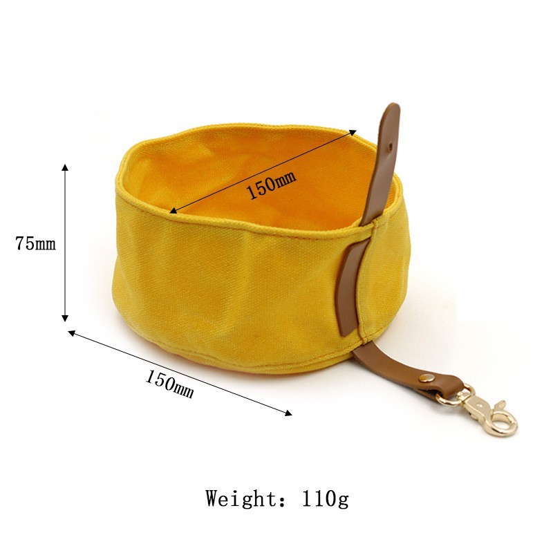 Foldable Waxed Canvas Pet Feeder Bowls Outdoor Portable Travel Dog Food Plate