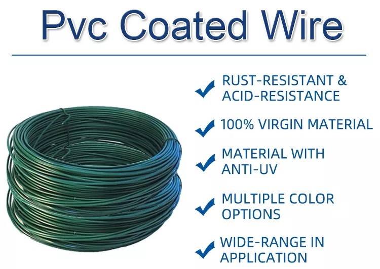 0.5-50kg Coil Weight Plastic Coated Iron Wire For Garden