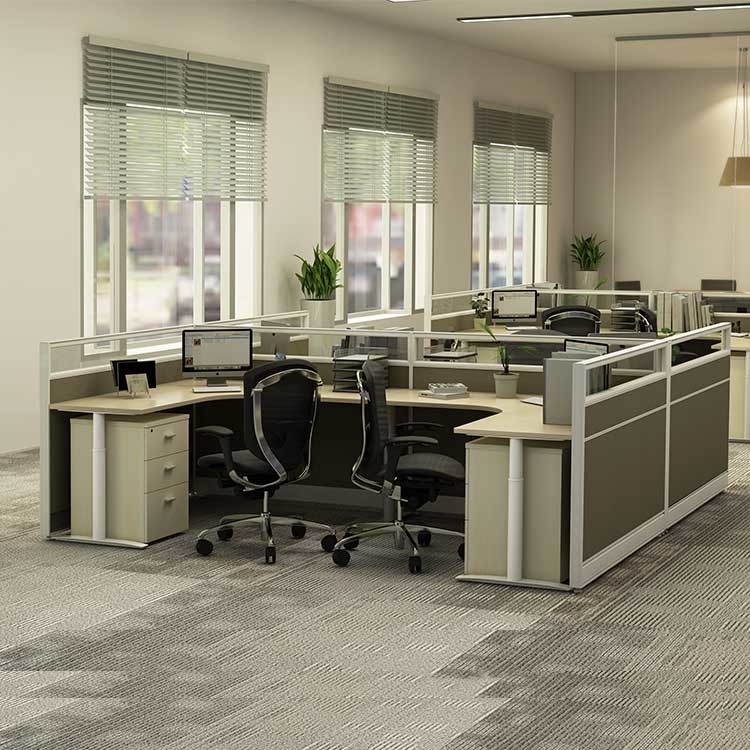 30mm Office Workstation Desks Grey Color 4 Cubicle Workstation