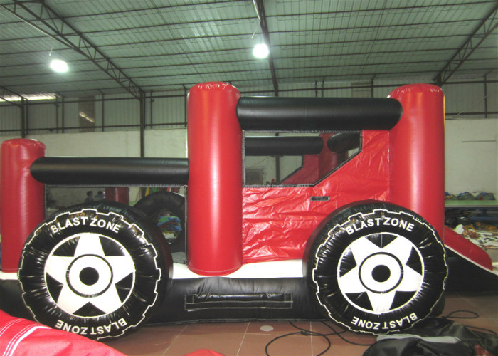 New inflatable blast zone themed combo PVC material red small car inflatable combo