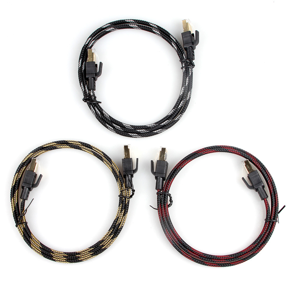 Computer Ethernet Cat7 Patch Cord Nylon Braided For PC Laptop Modem Router