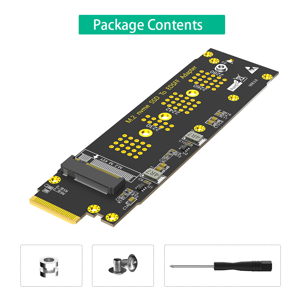 Ruler 1U GEN-Z EDSFF E1.S Interface to NGFF M.2 Key-M M2 NVMe SSD Converter Adapter Card