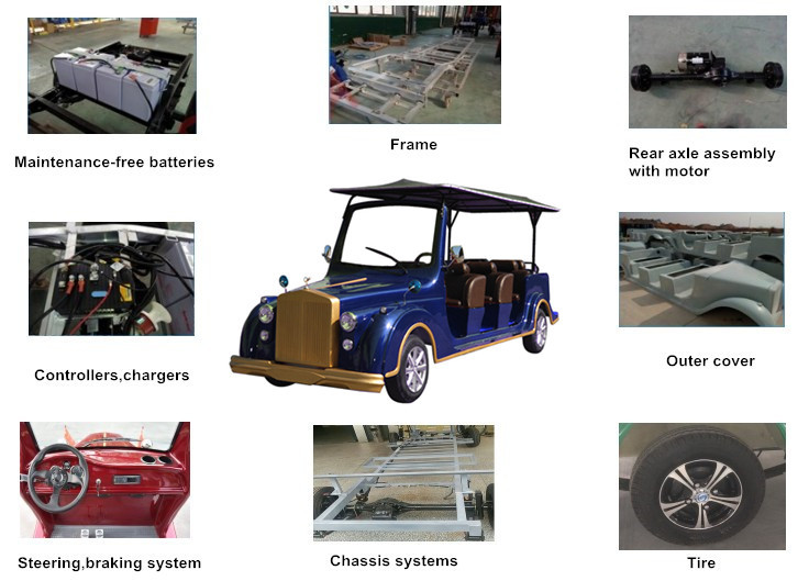 FRP Body Electric Vintage Cars Utility Vehicle With 72V Large Capacity Battery