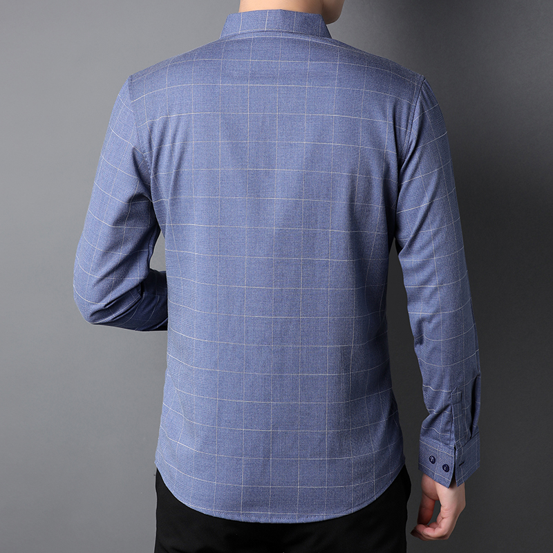 Polyester Fiber Viscose Custom Logo Men's Shirts Long Sleeve Shirt Casual with Lining