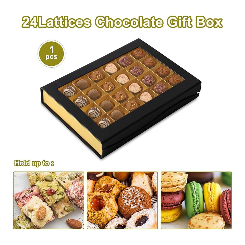 24 Cavities Custom Chocolate Sweet Gift Boxes Packaging With Window