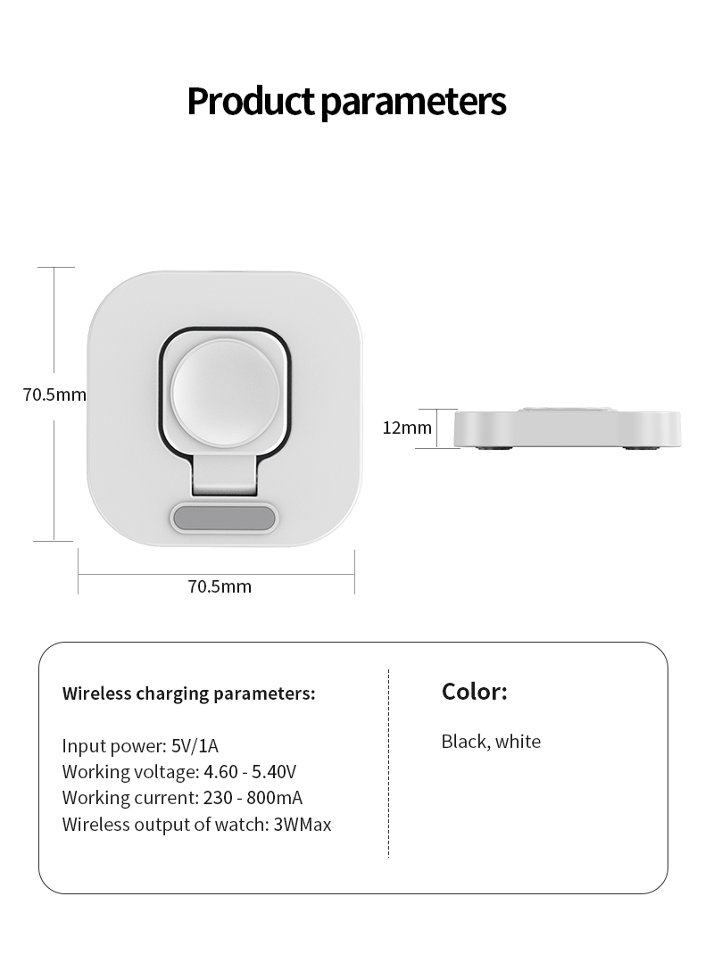 5V/2A Input Voltage and Current Magnetic Fast Wireless Charging Qi For Smart Watch iWatch