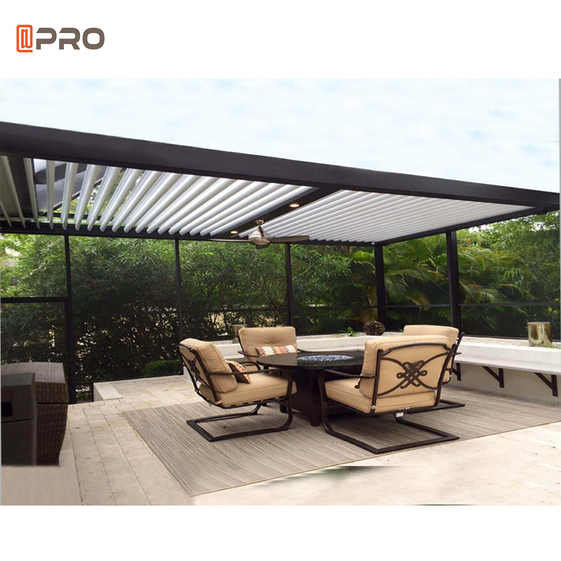 6063 Aluminium Gazebo Pergola Outdoor Restaurant With Retractable Canopy