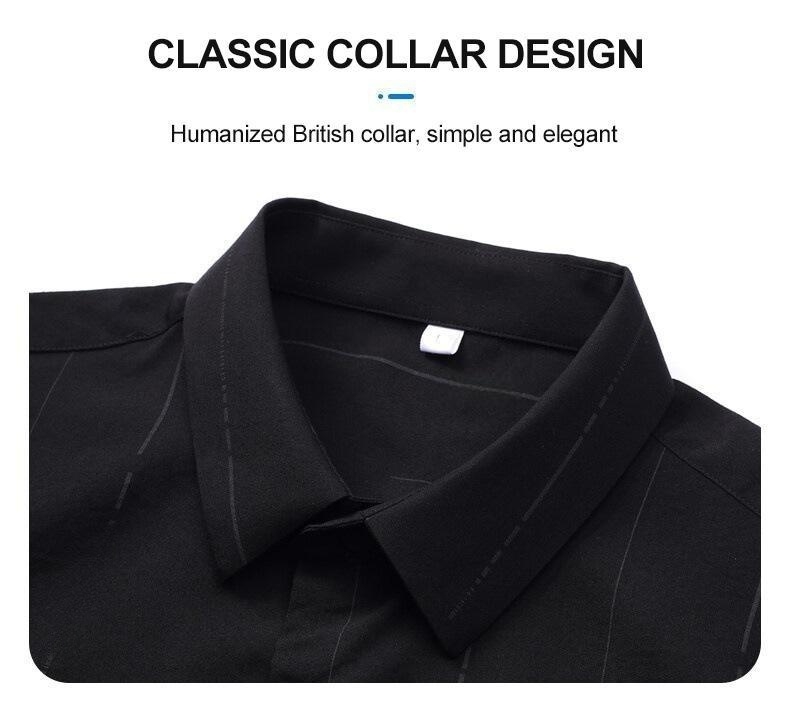 5000 2023 Spring End Men's Business Casual Middle-Aged Slim Iron-Free Striped Ice Silk Shirt