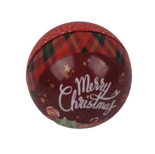 Christmas Themed Ball Shaped Bulk Christmas Tins 70mm Dia For Holiday Gift Promotion