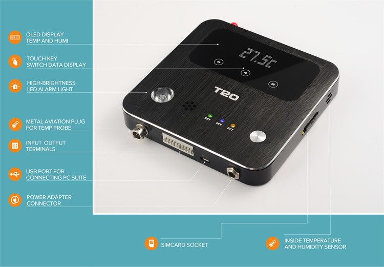 T20 wifi gsm indoor temperature and humidity monitor