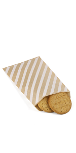 BagDream 5.5x7.75" Brown Stripe Greaseproof Paper Bags 100PCS