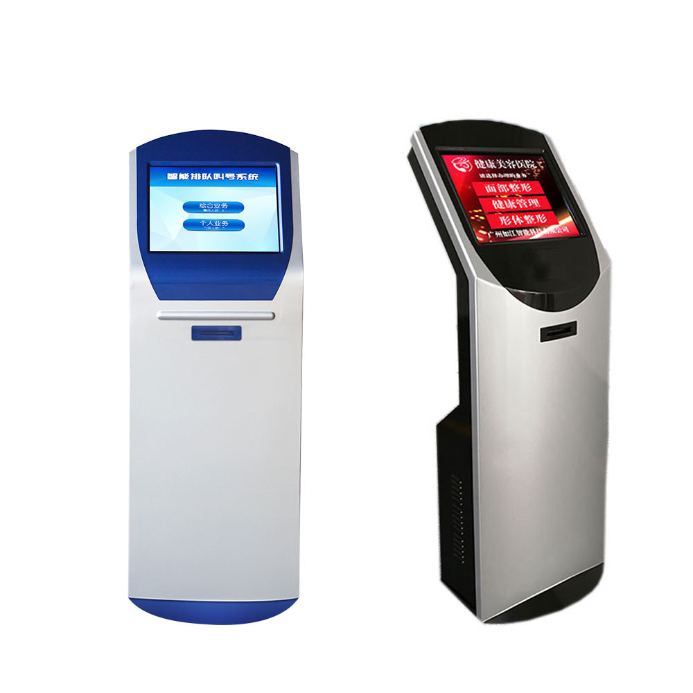 19 inch Floor Stand Queue Management System Touch Screen QMS Ticket Dispenser Kiosk with Auto Cutter Printer