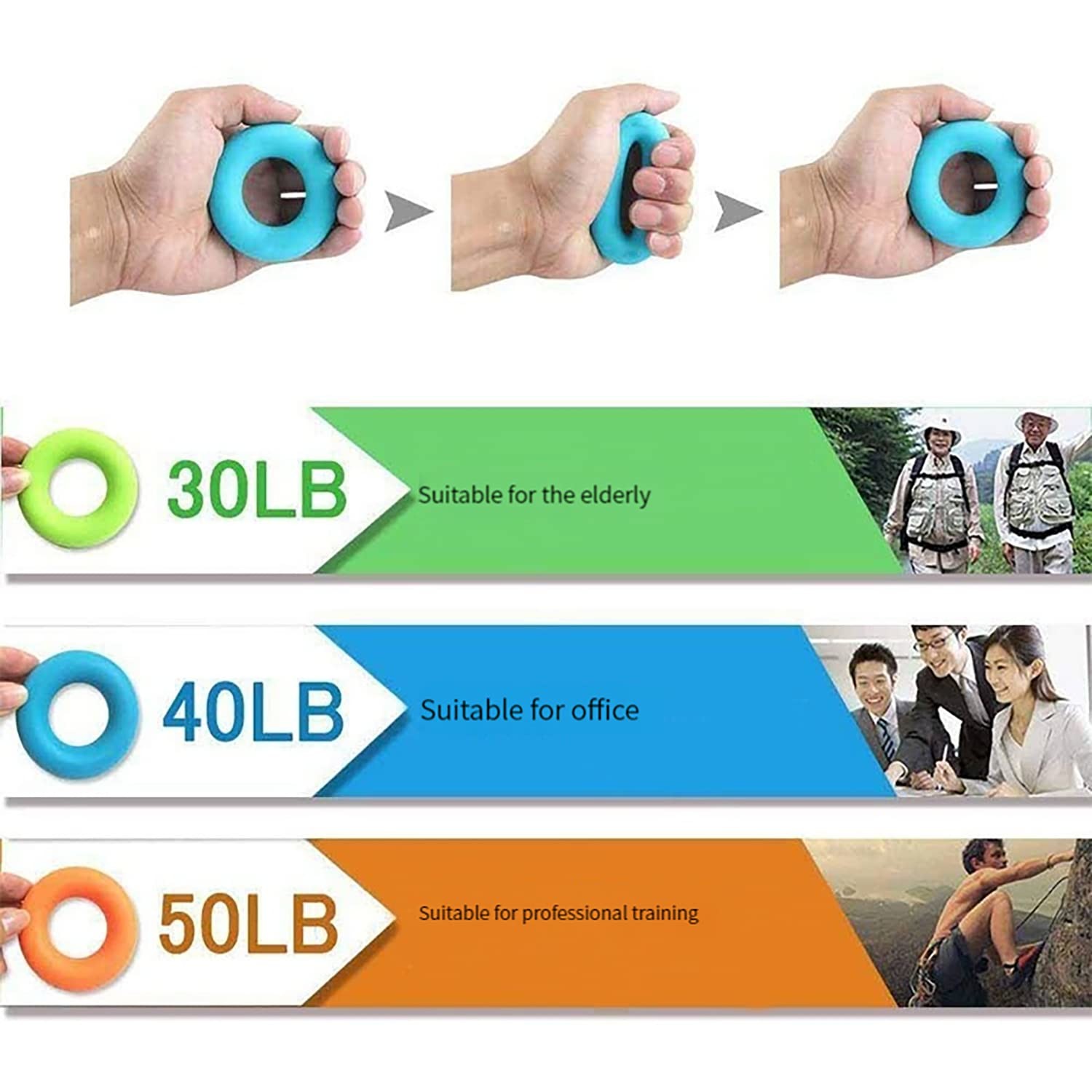 Silicone Hand Grip Strengthener Finger Exerciser Grip Strength Trainer NEW MATERIAL Forearm Grip Workout FingerStretcher