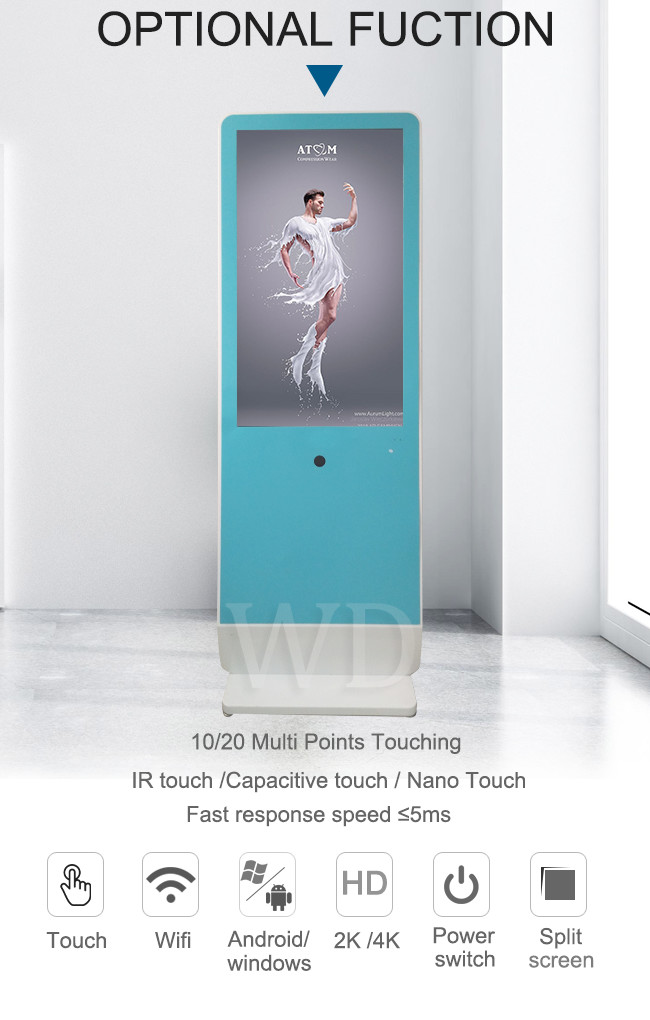 Customized ROHS Certified 350nits In Store Digital Signage With Camera