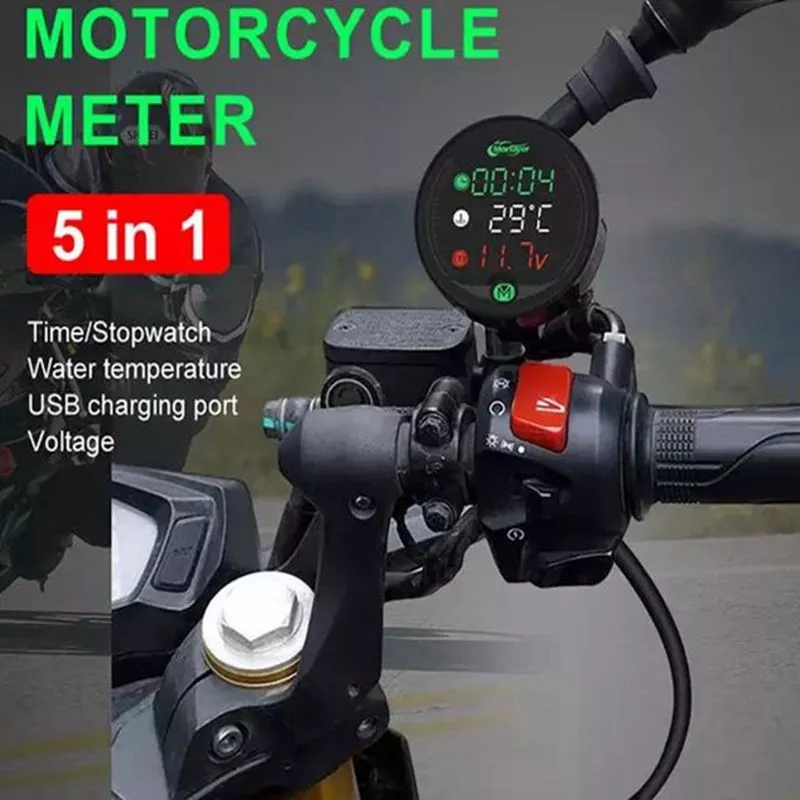 Night Vision 5 In 1 5v 2.5a Led Motorcycle Meter 190g Weight