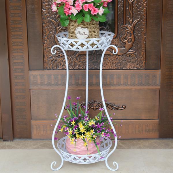 Quality Floor Style Anti Slip H60cm 2 Tier Metal Plant Stand for sale