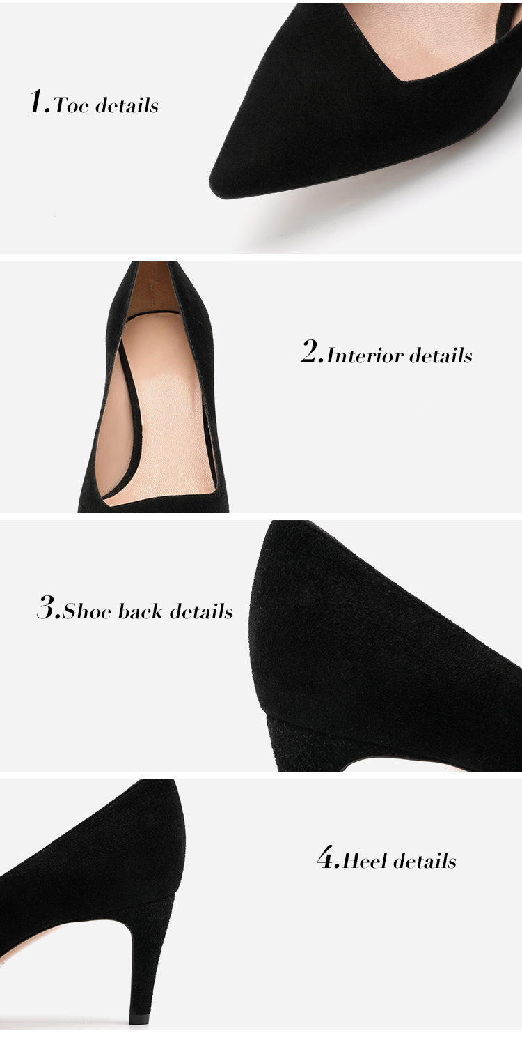 Thin Heels Pointed Toe Leather Shoes , 3 Inch Black Womens Slip On Dress Shoes