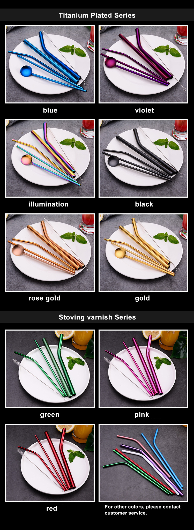 OEM 2in1 Coffee Cocktail Long Stainless Steel Straws With Spoon