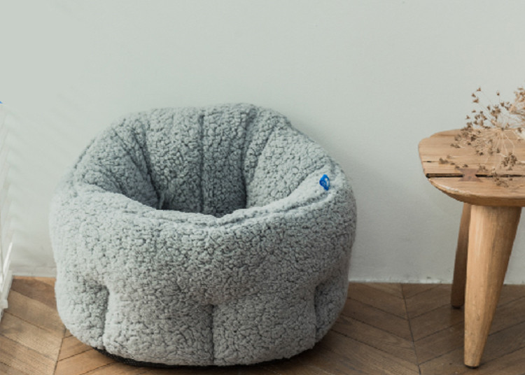 Grey Round Fluffy Calming Plush Calming Dog Bed Xl Small For Crate 19.6 Inch