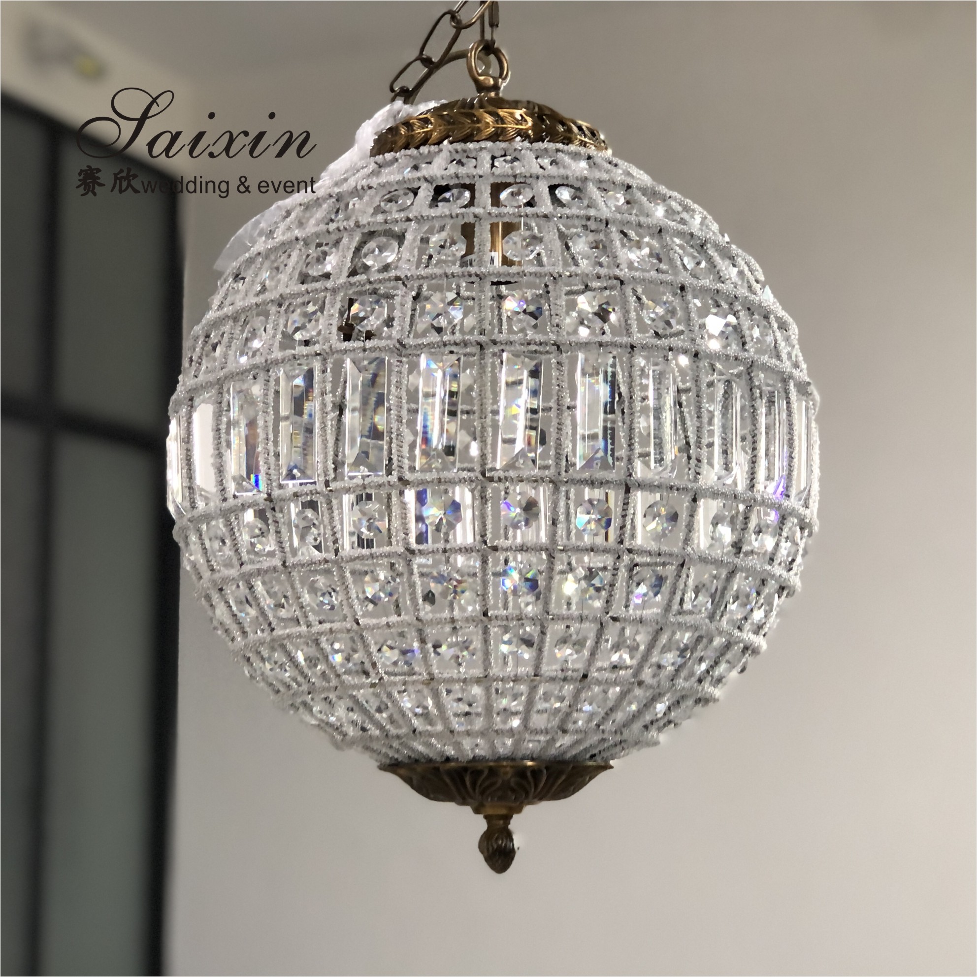 Round Crystal Ball Chandelier Lighting Fixture Lamp Chandeliers Ceiling 60cm