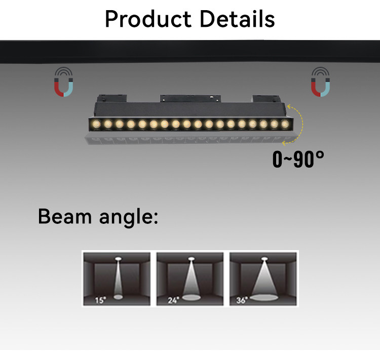 Centralized Control 24W Magnetic Led Track Lighting Foldable Magnetic Linear Track Light