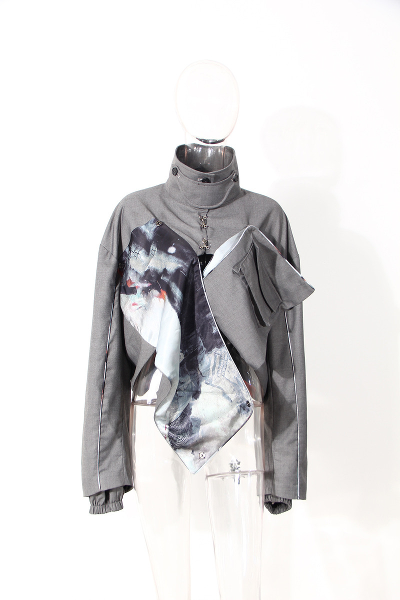 Fashion New Arrival Winter Waterproof Jackets Short Coats Printing Pockets Splicing Bomber Jacket