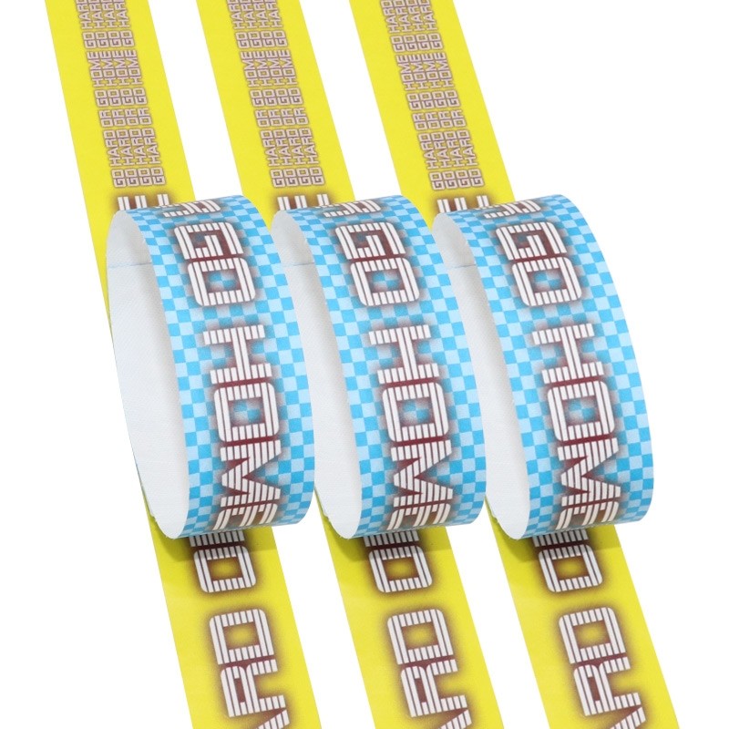 Custom Logo Printed Tyvek Paper Wristbands Snap Closure Easy and Secure Crowd Control