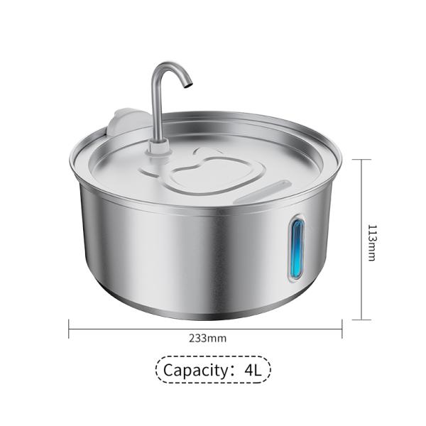 Stainless Steel Smart Water Dispenser Drinking Fountain Bowl 4L For Cats And Dogs
