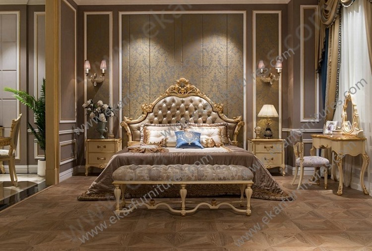 Bed neo classical bedroom sets antique Bedroom furniture Kingbed Solid wood Bed FB-138