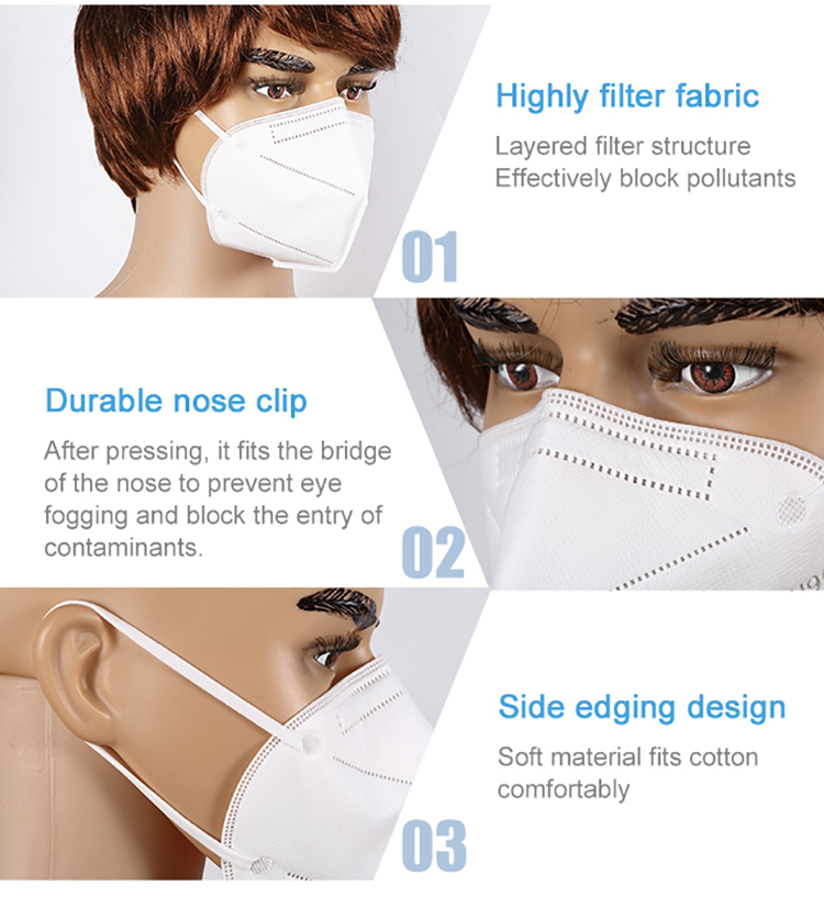 BFE≥ 95% FFP2 Disposable KN95 Face Mask for Public Place