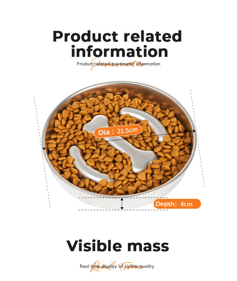 Stainless Steel Pet Bowl Anti-Upset Non-Slip Anti-Choking Slow Food Bowl