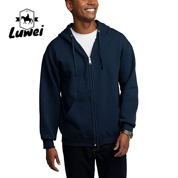 High Quality Moletons Pastel 50% Cotton Cut And Sew Zip Up Drawstring Men's Hoodies Sweatshirts